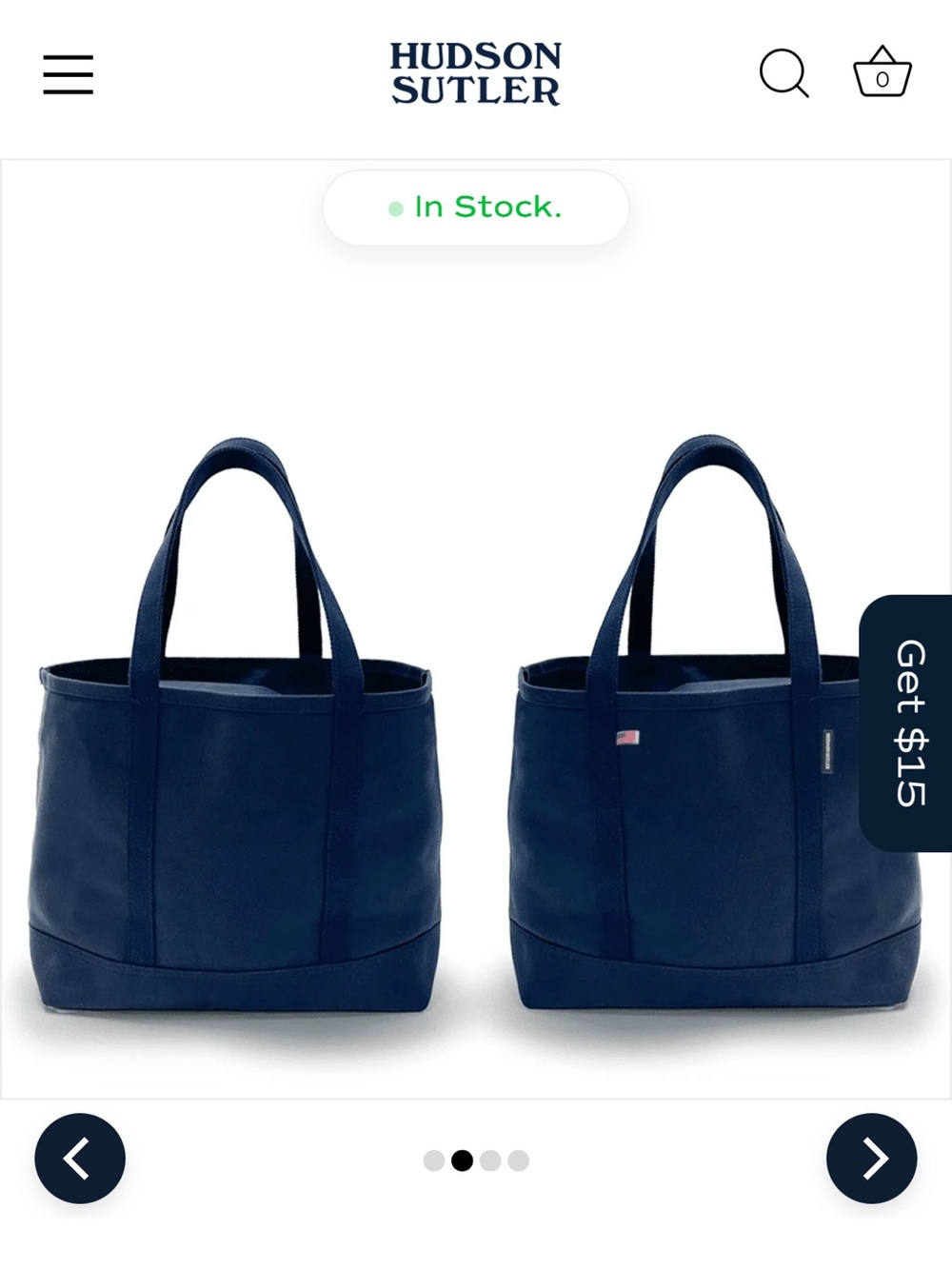 Hudson Sutler Navy Two-Tone Canvas Tote USGA